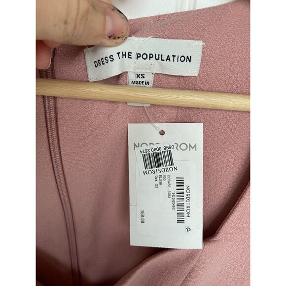 Dress the Population Dress Women's XS Blush Elle Sweetheart Neck Sheath Midi - Picture 4 of 6